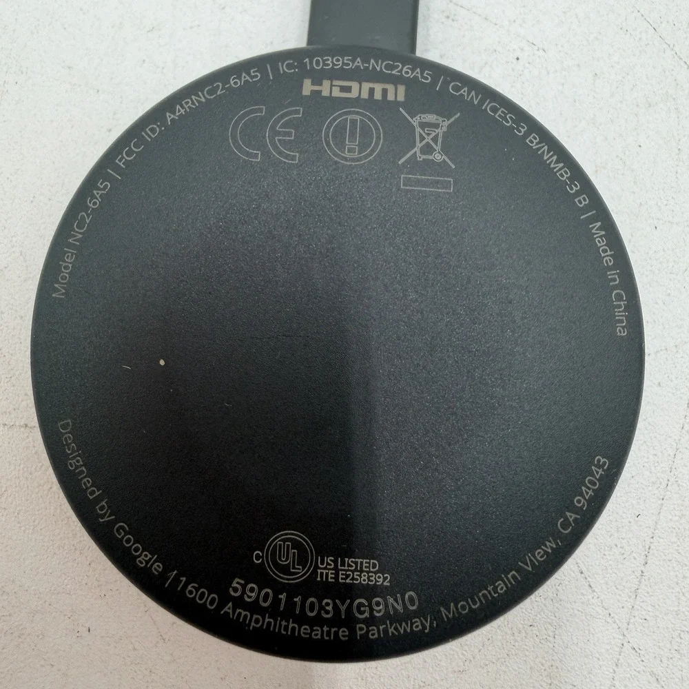 Google Chromecast Model NC2-6A5 HDMI Black 2nd Device Only